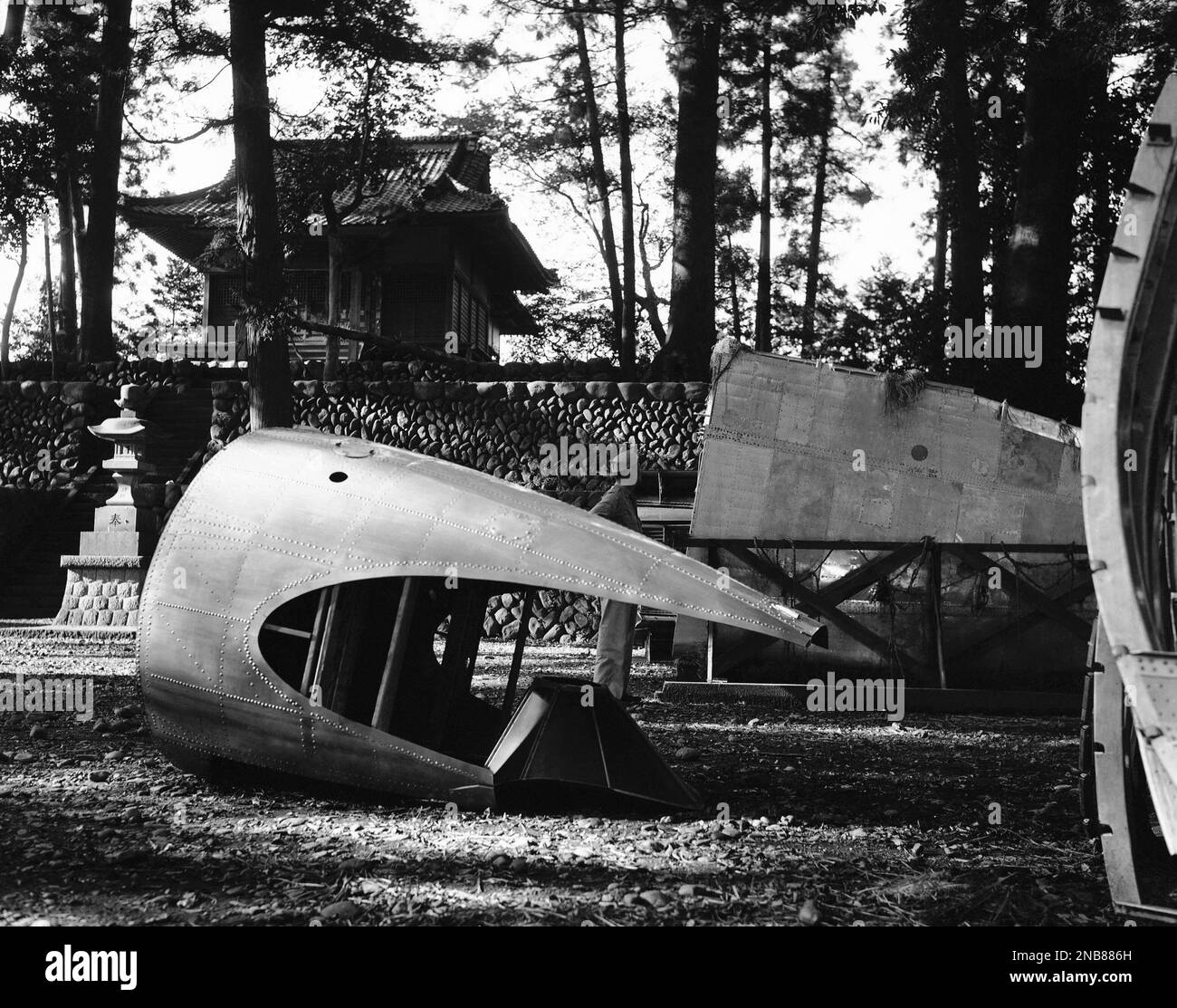 Prefabricated airplane parts, ready for assembling, were stored on the