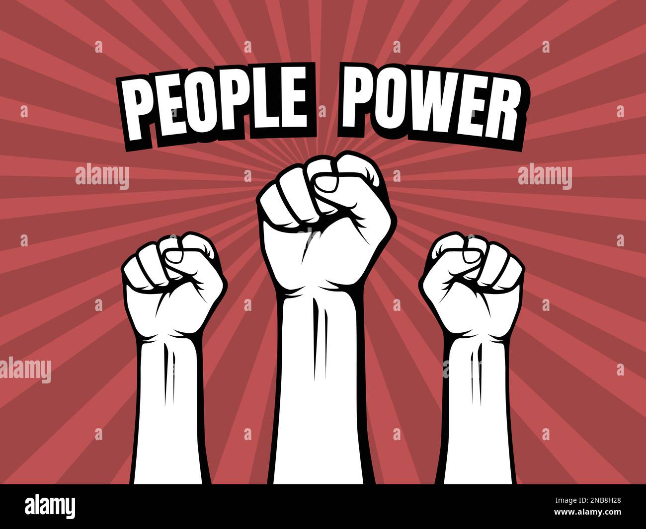 Retro Illustration Hand Clenched,  People Power - Protest Art Vector Illustration Stock Vector