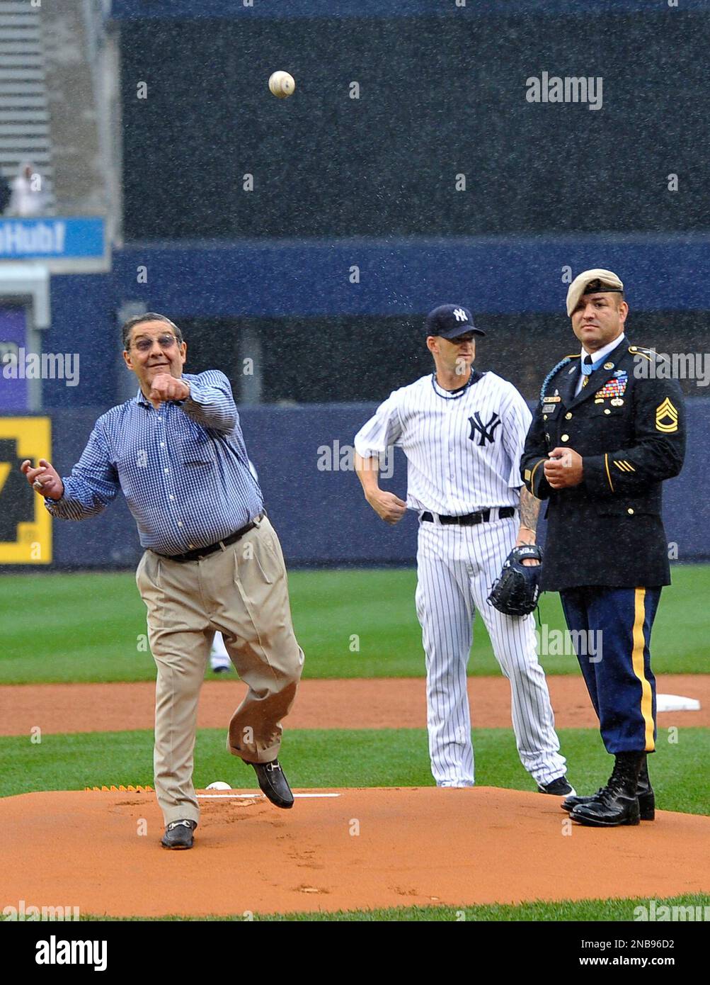 Congressional Medal of Honor awardee Sgt. 1st Class Leroy Arthur Petry  during ceremonies to honor the 10-year anniversary of September 11, 2001  before the baseball game between the Yankees and the Baltimore