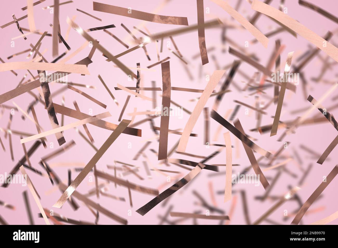 Shiny confetti falling down on light pink background Stock Photo Alamy