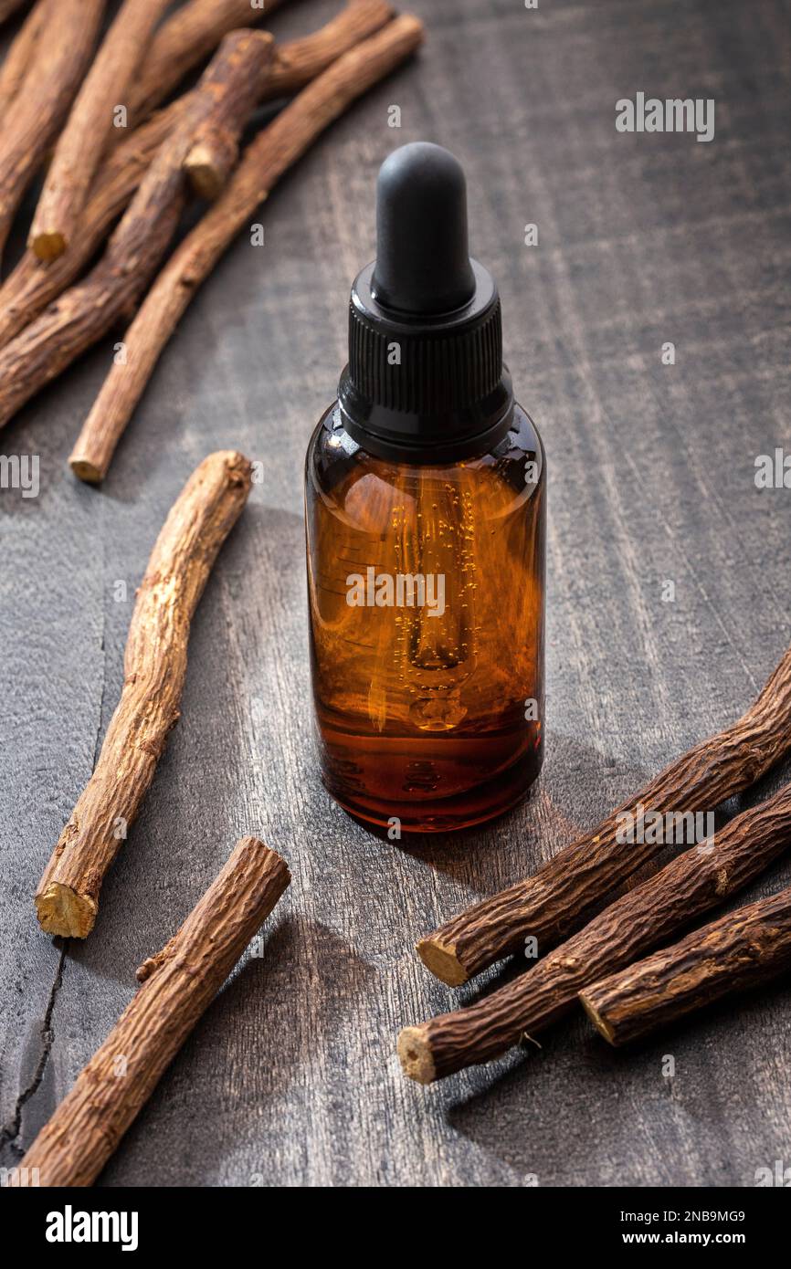 Organic licorice plant extract Glycyrrhiza glabra Stock Photo Alamy