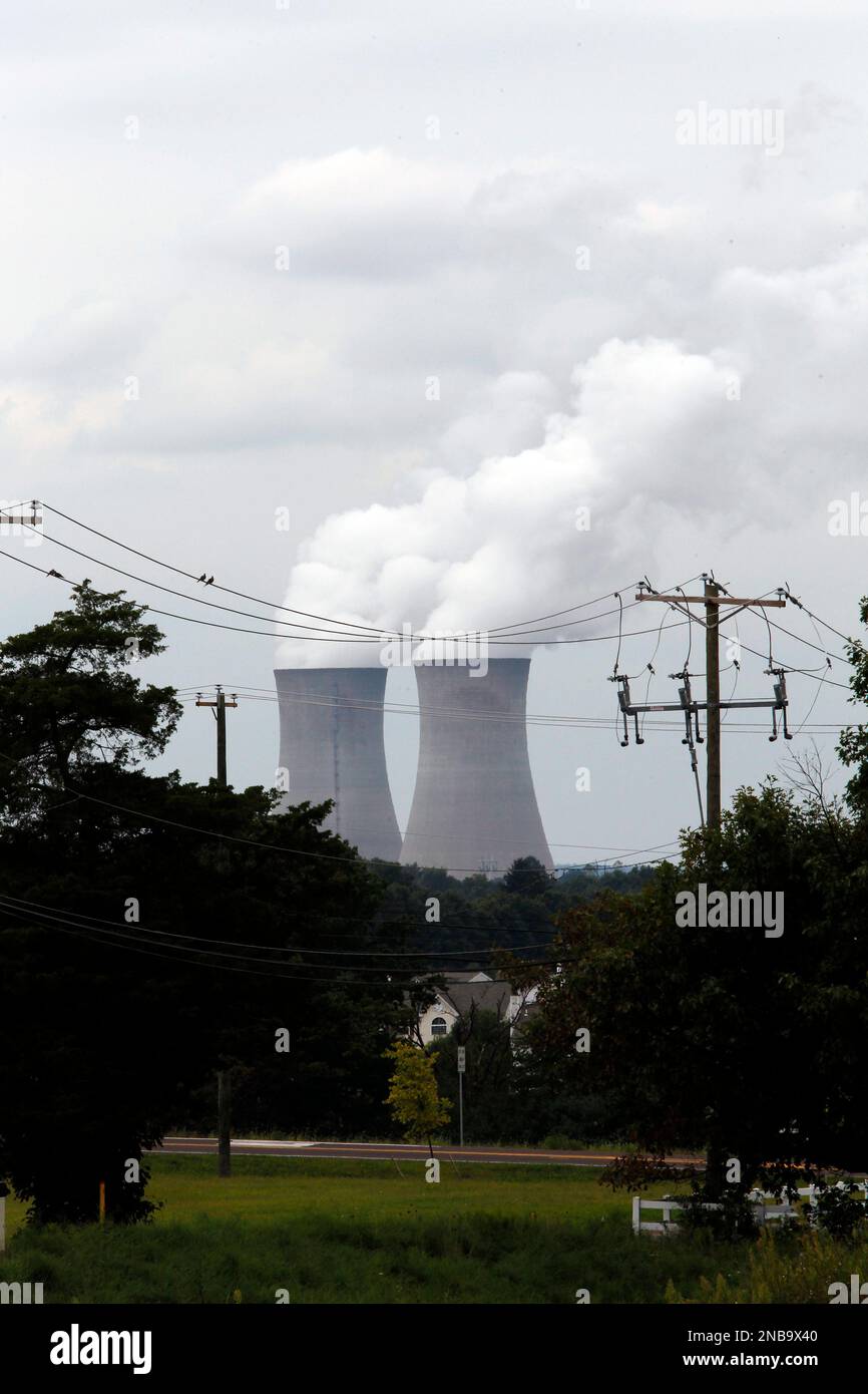 Clouds of steam rise from the cooing towers of the Limerick Generating