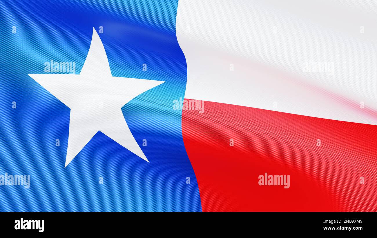 Lone Star Texas state wavy flag close up background texture 3d render