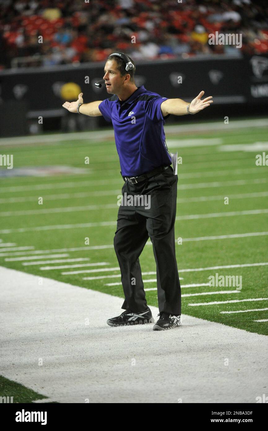 Baltimore Ravens Head Coach John Harbaugh Speaks To The Bench During The Second Half Of An Nfl