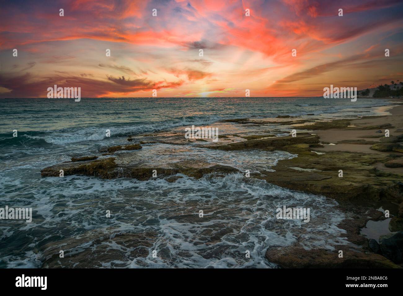 Puerto Rico Sunset at Ocean Park Beach in San Juan Stock Photo Alamy