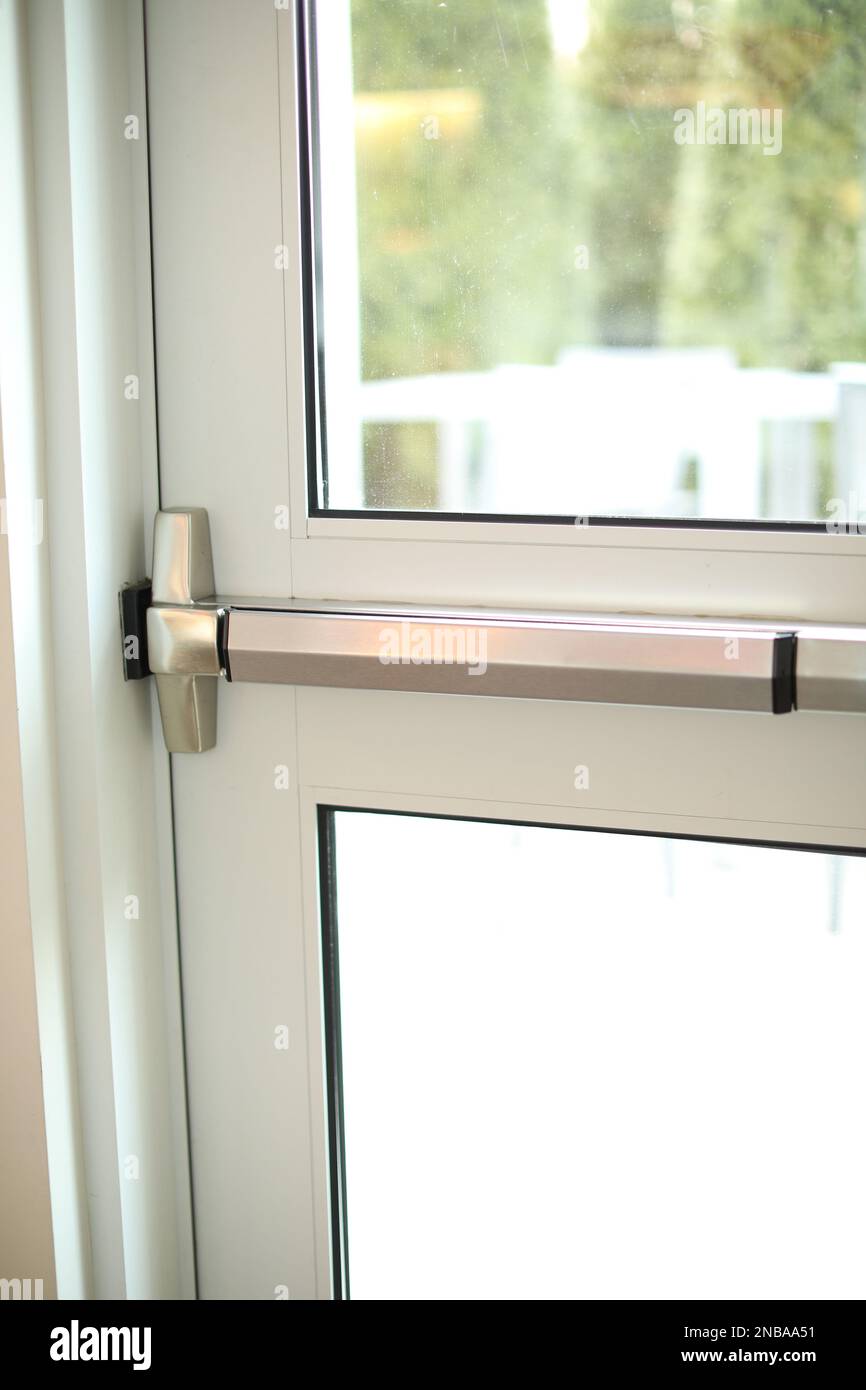 modern metal Door handle and keyhole doorknob Stock Photo - Alamy