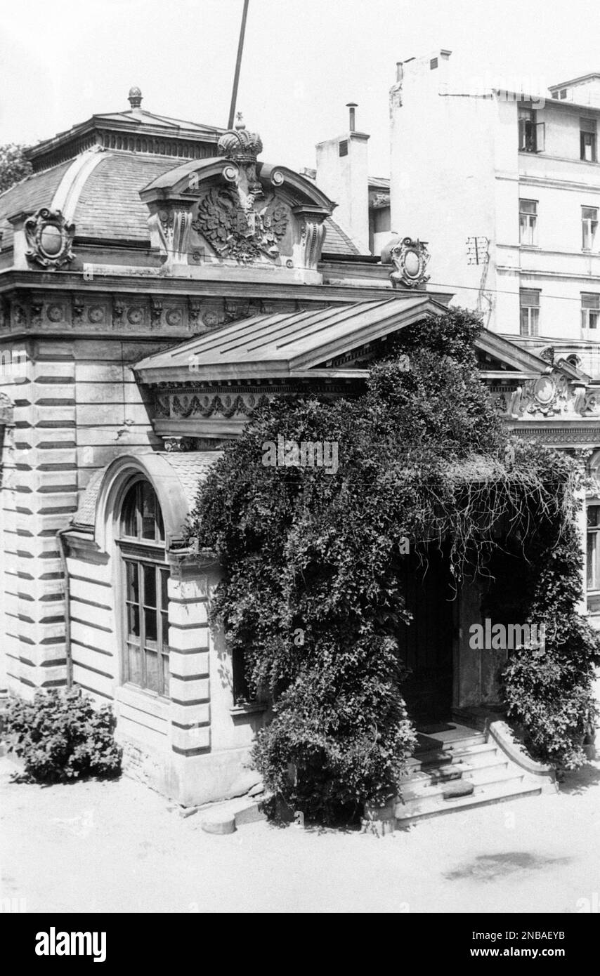 The Russian Embassy in Bucharest, Romania in July 1938 with the Czarist ...
