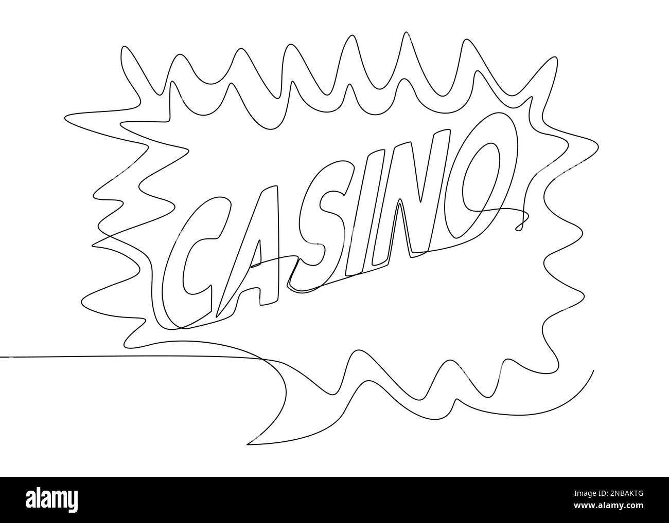 One continuous line of speech bubble with Casino text. Thin Line Illustration vector concept. Contour Drawing Creative ideas. Stock Vector