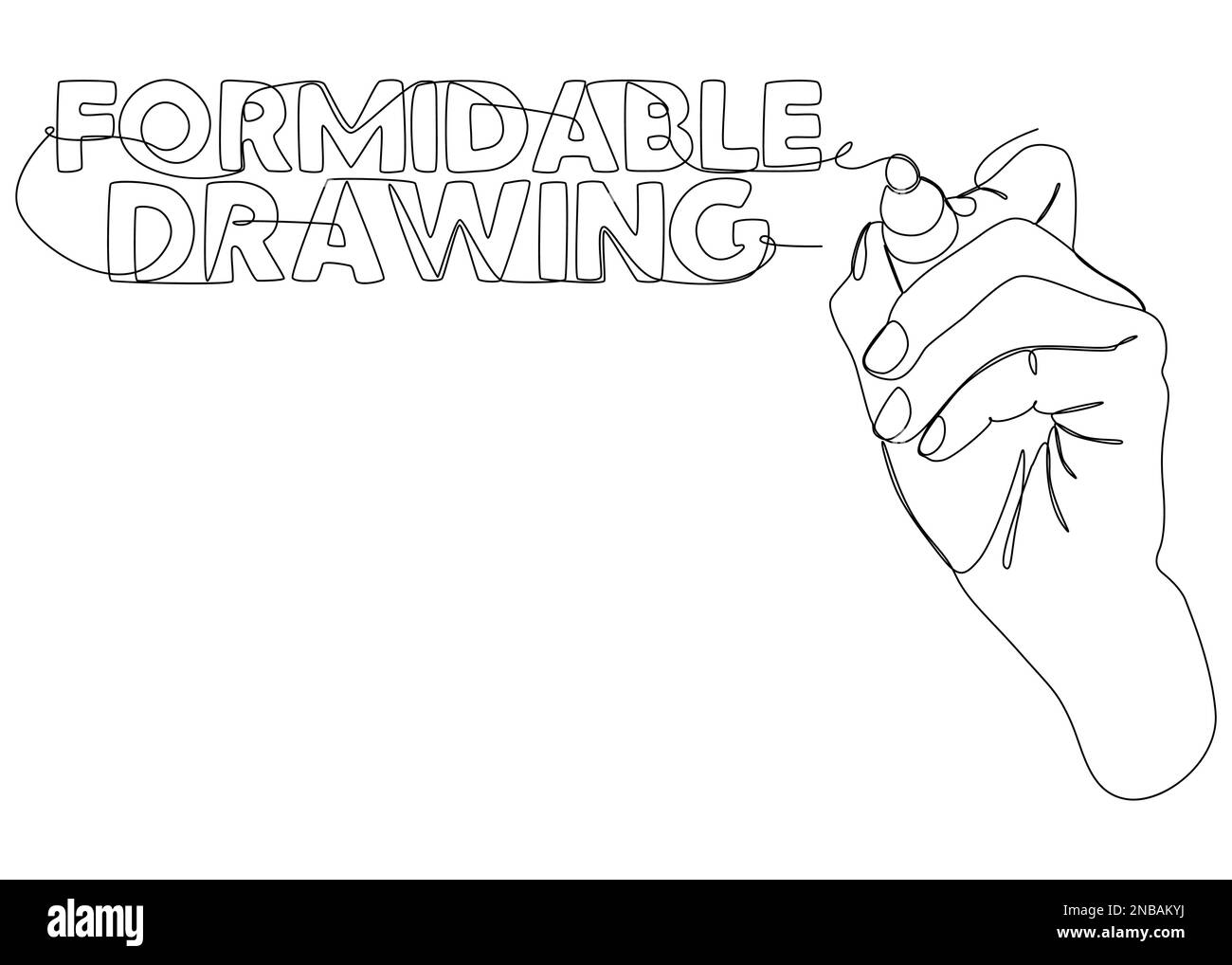One continuous line of Formidable Drawing text written with a pencil