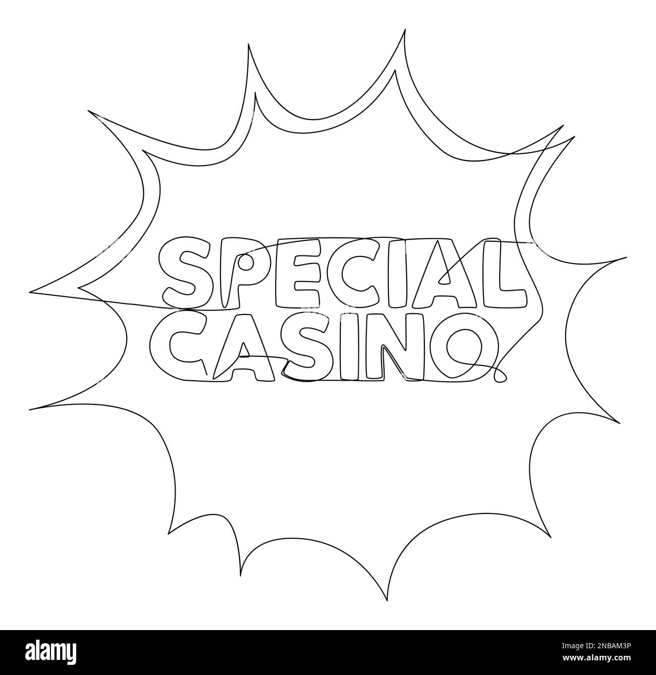 One continuous line of speech bubble with Special Casino text. Thin Line Illustration vector concept. Contour Drawing Creative ideas. Stock Vector