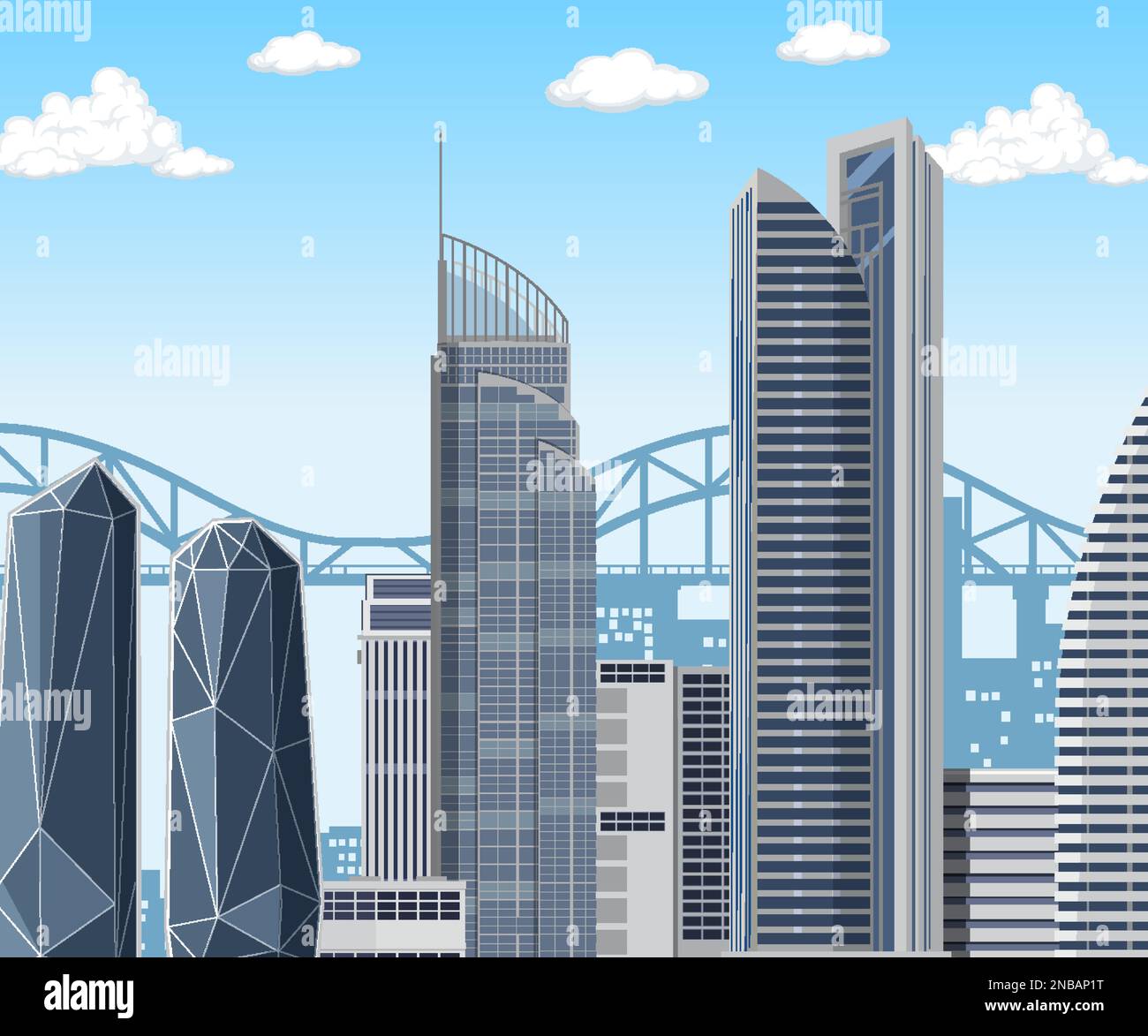 Urban landscape with high skyscrapers Gold Coast Australia illustration ...