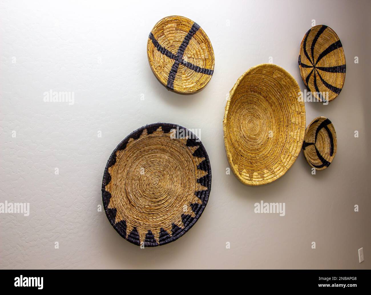 Collection Of Hanging Wall Baskets Stock Photo Alamy