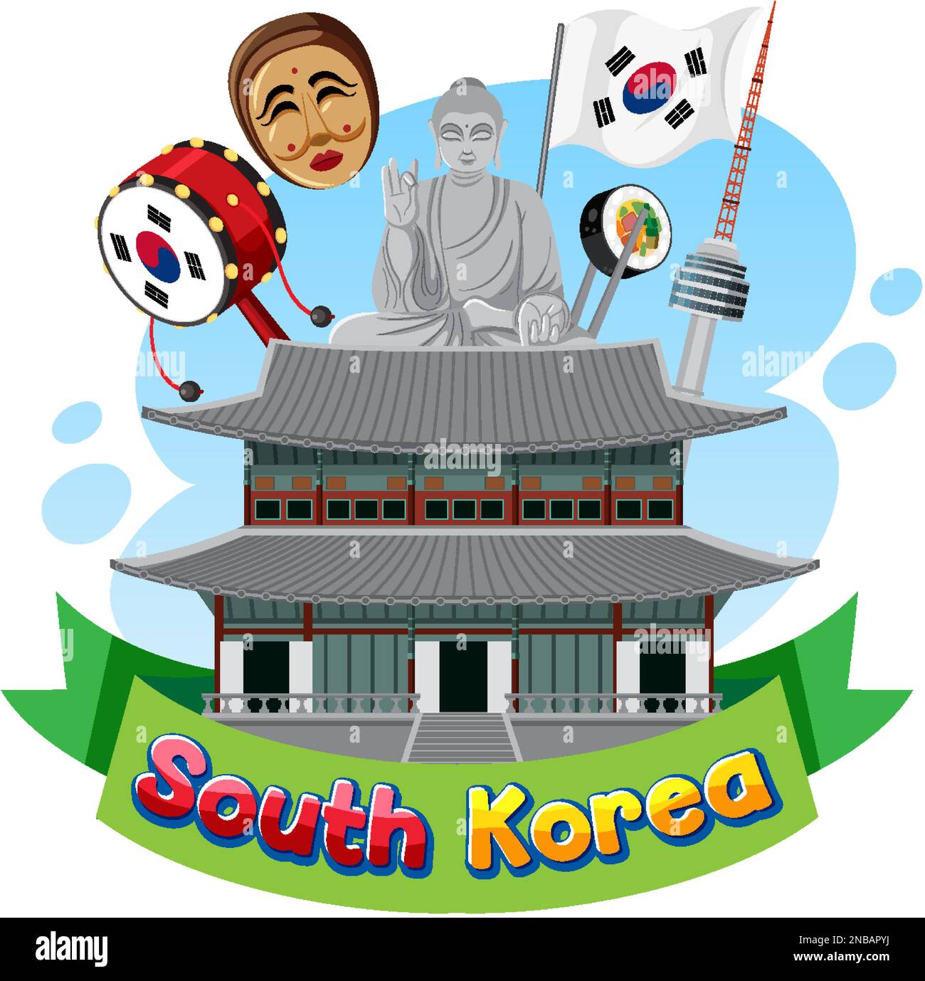 Korean element nation tradition symbol illustration Stock Vector