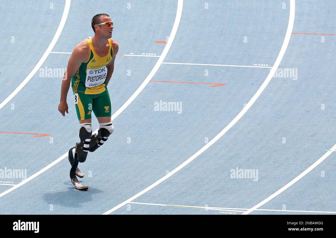 South Africa's Oscar Pistorius Reacts After A Heat Of The Men's 400m At ...