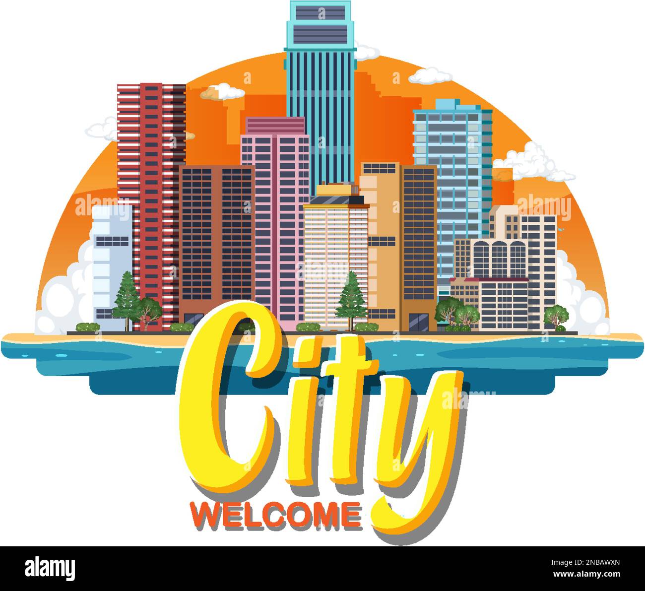 Urban landscape with high skyscrapers illustration Stock Vector Image ...