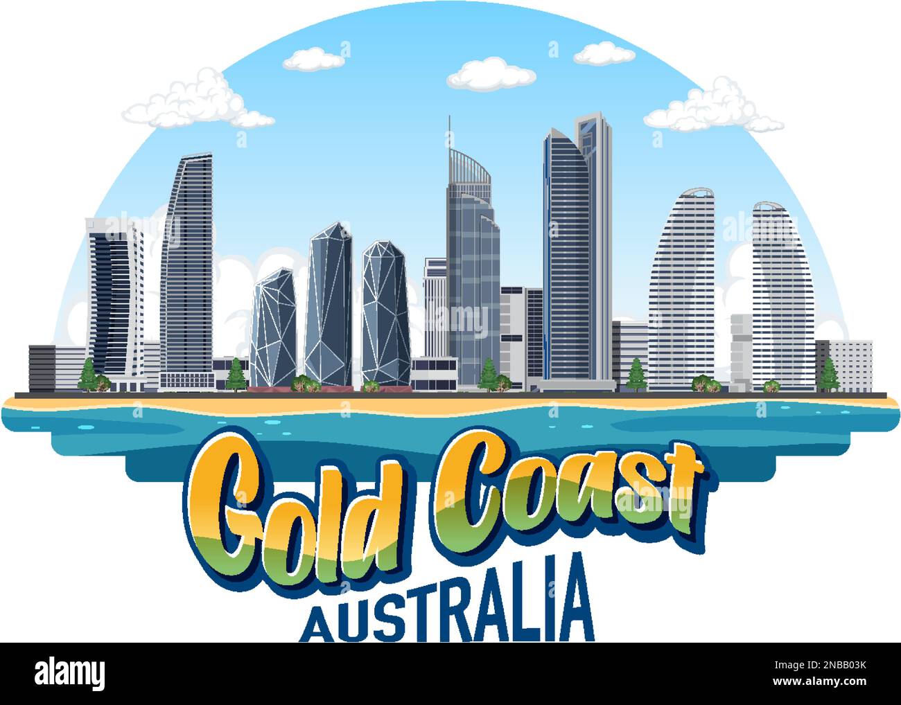 Gold Coast Australia Building Landmark illustration Stock Vector Image