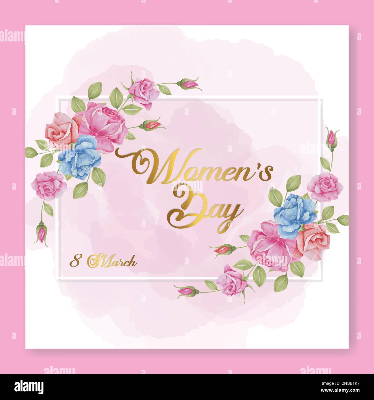 Women's Day Watercolor flowers on white watercolor paper. watercolor ...
