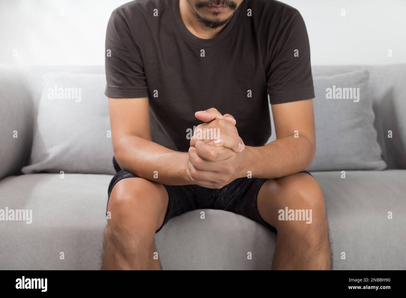 Stressed man in the room. Depression and anxiety disorder concept Stock ...