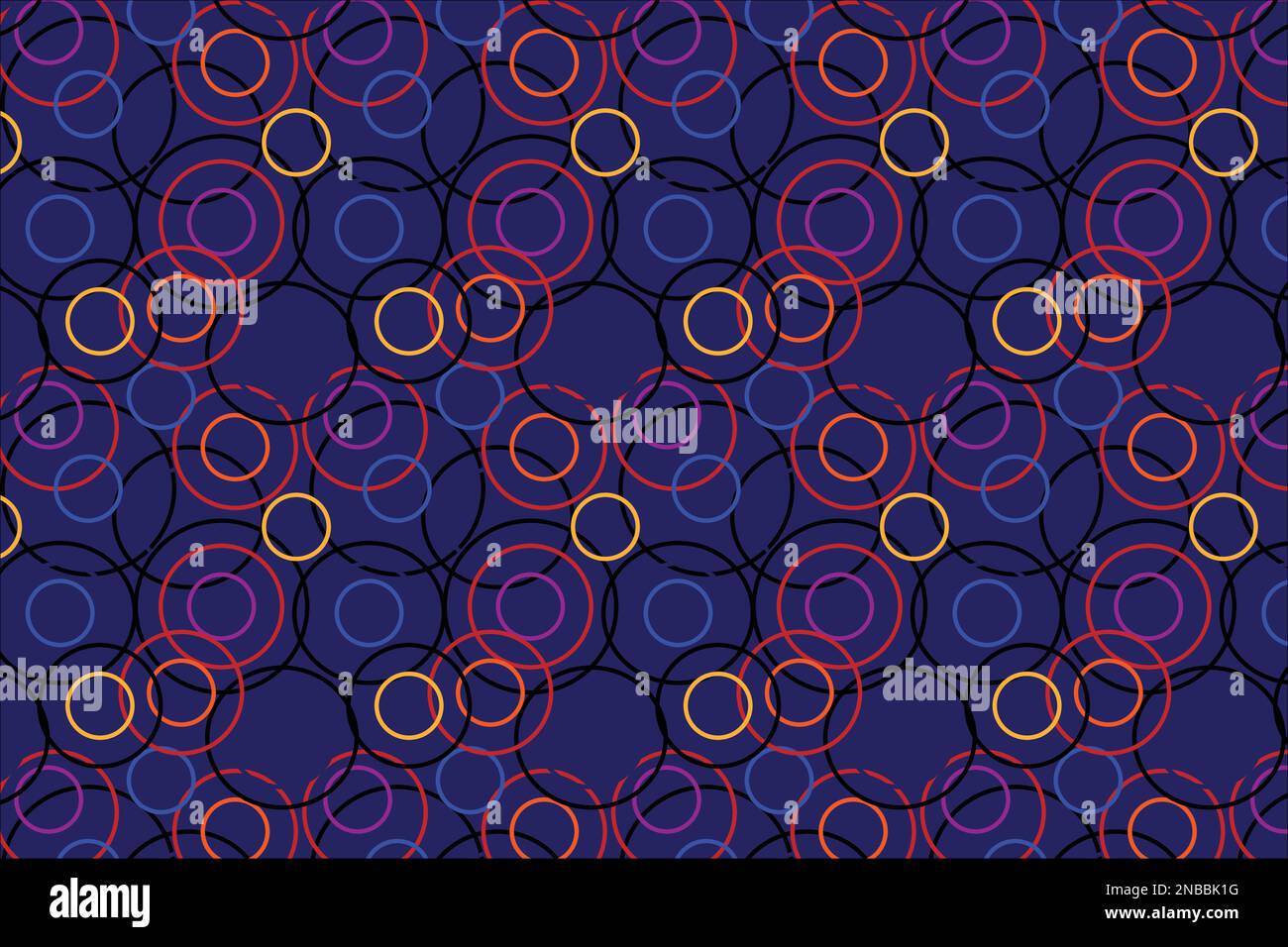 Seamless blue abstract circle pattern design background - vector graphic with concentric rings Stock Vector