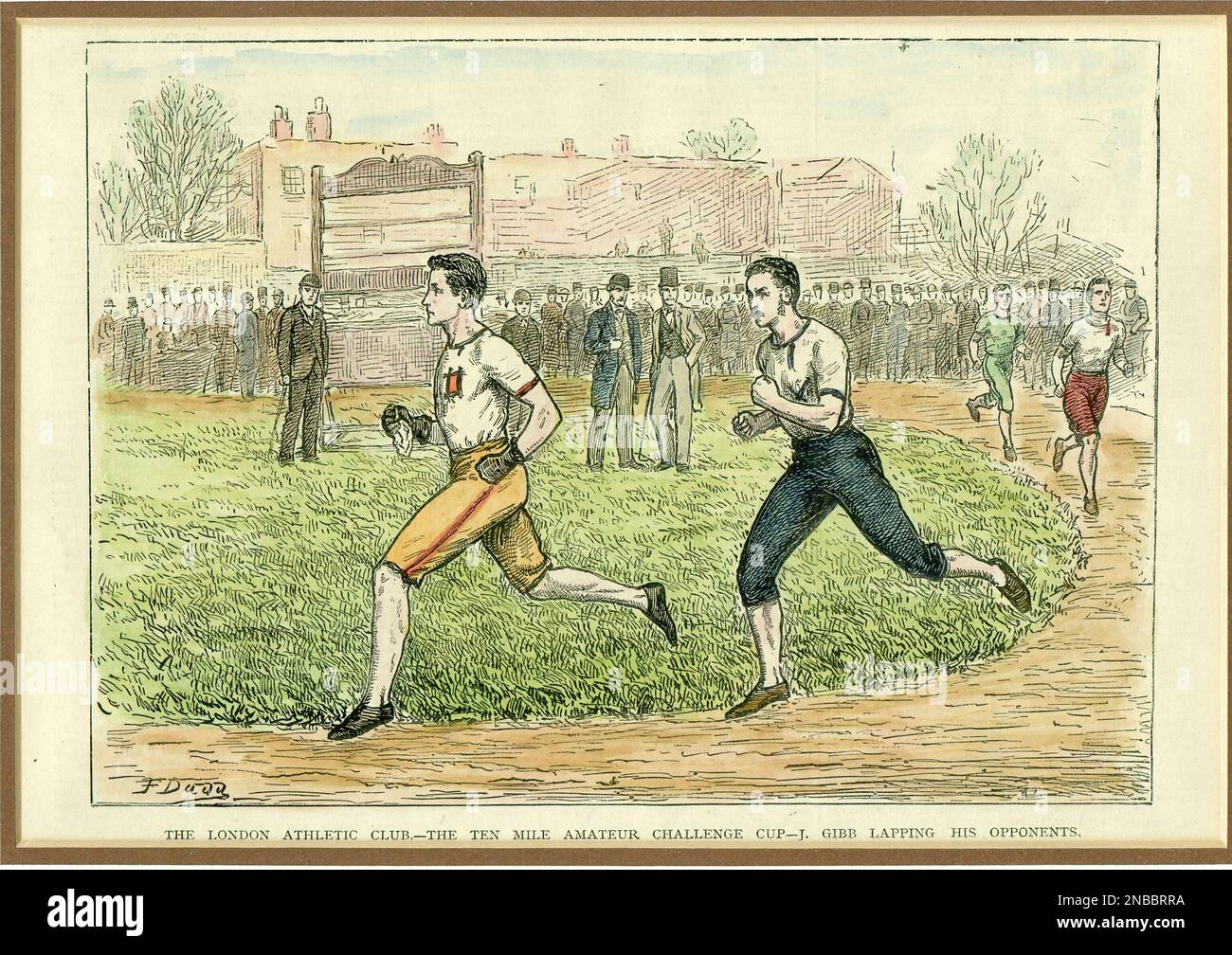 Vintage Running Races A water colored antique print of a track race dated 1878 Stock Photo ...
