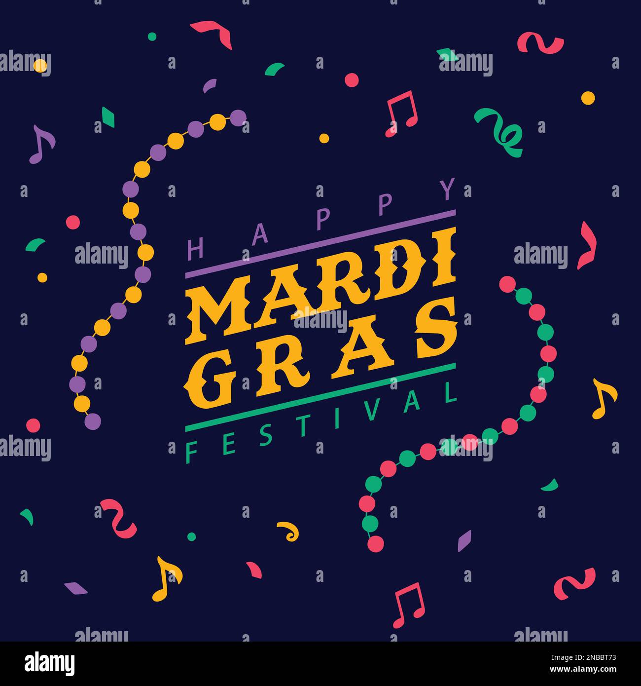 Mardi Gras banner with typography design. flat vector illustration Stock Vector