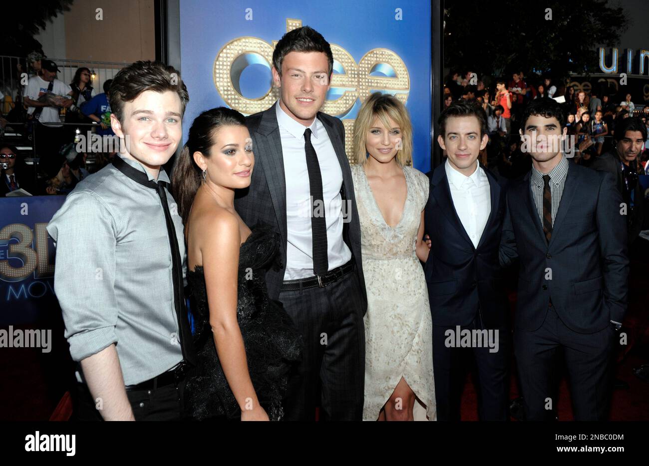 From left to right, actor Chris Colfer, actress Lea Michele, actor Cory(02)