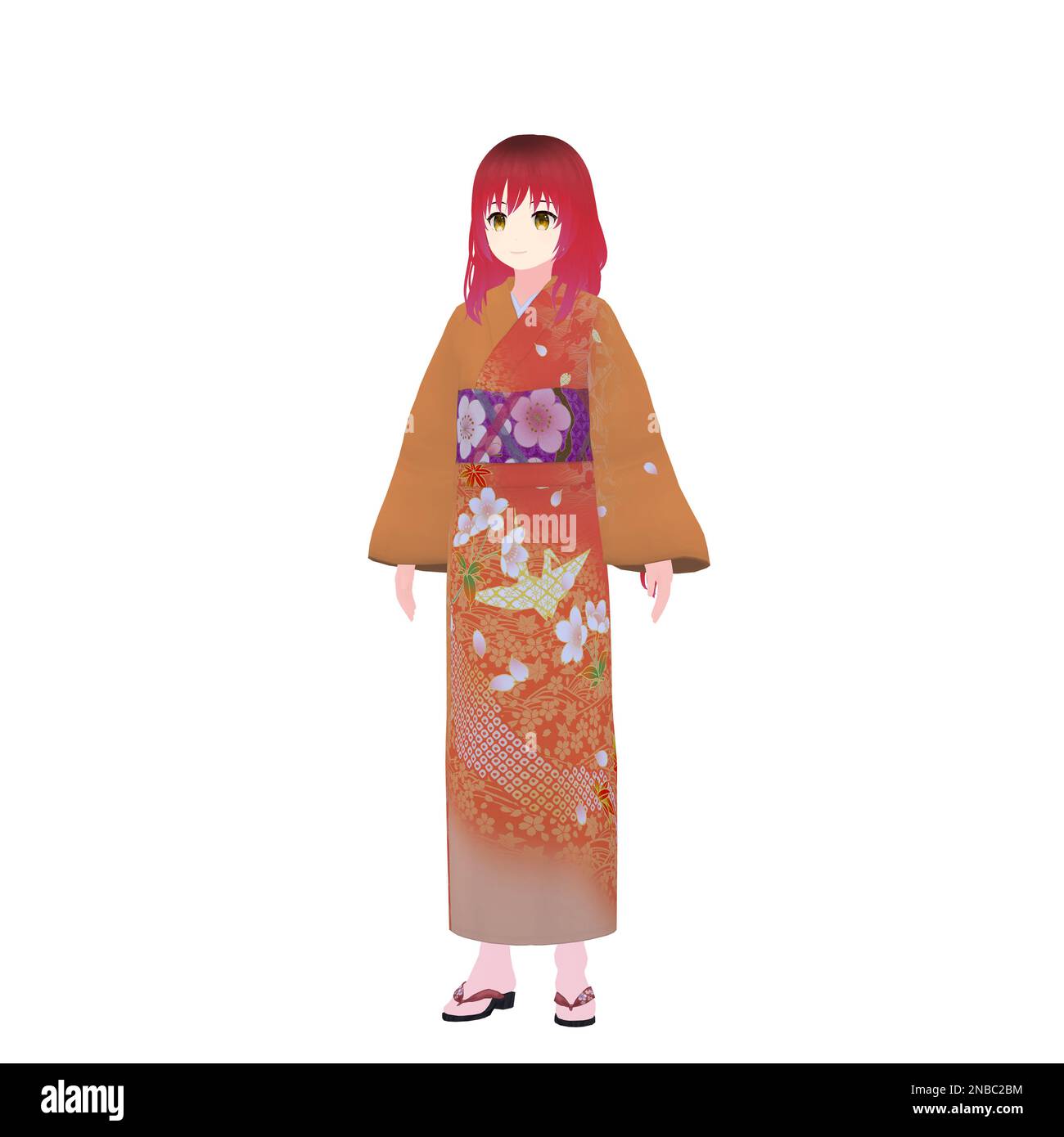 Female Sightseeing Guide, 3D model, Manga Style Stock Photo