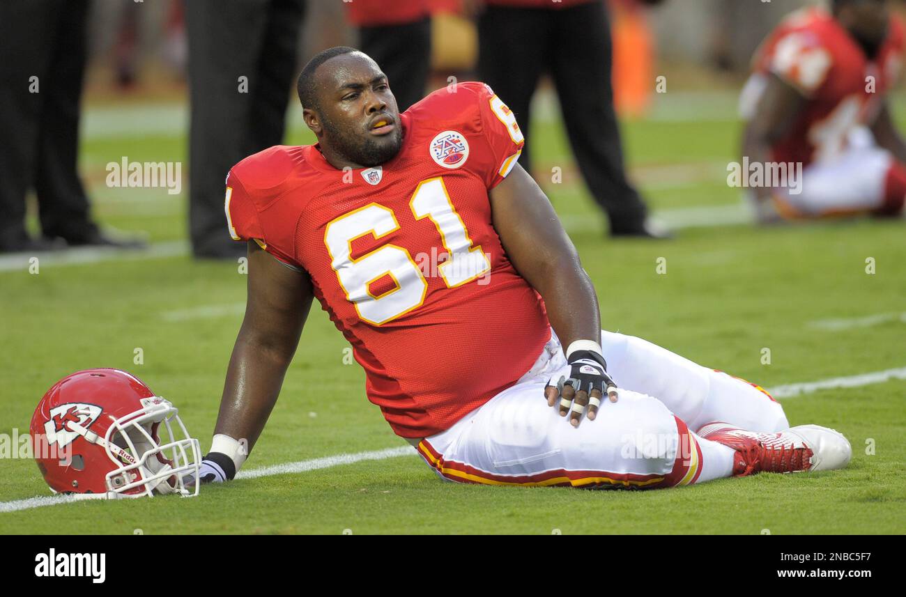 Kansas City Chiefs guard Rodney Hudson (61) in warm-ups prior to an NFL  preseason football game in Kansas City, Mo., Friday, Aug. 12, 2011. (AP  Photo/Reed Hoffmann Stock Photo - Alamy