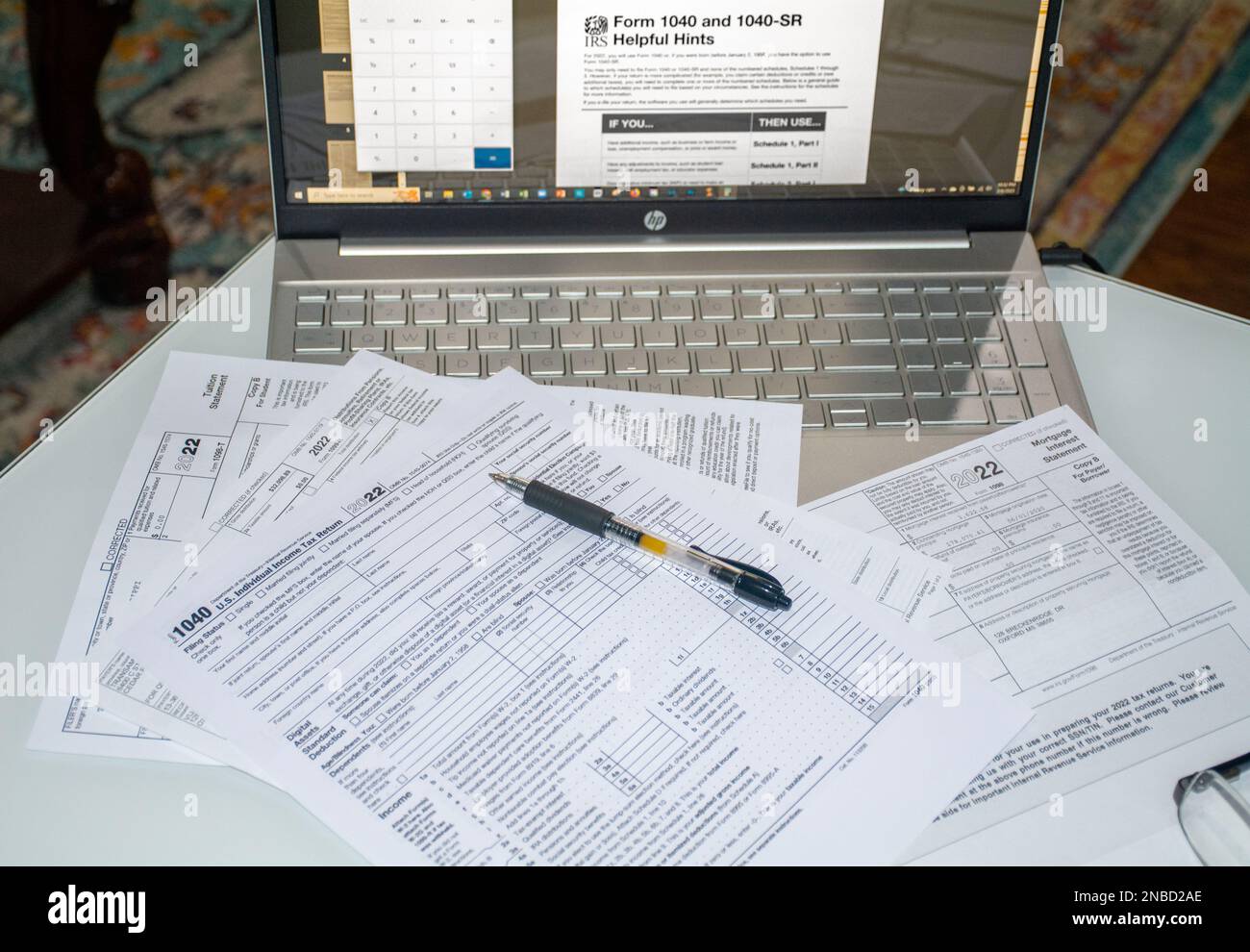 US Tax form 1040 tax return filing for 2022 Stock Photo