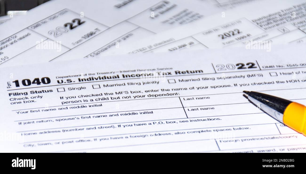 US Tax form 1040 tax return filing for 2022 Stock Photo Alamy