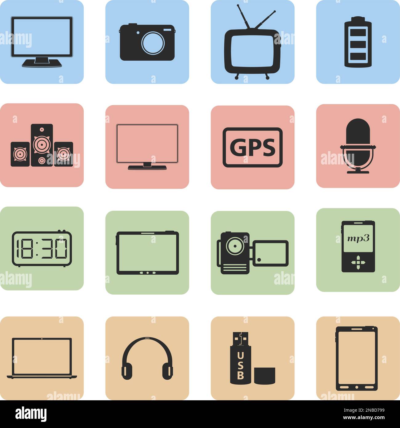 Electronics icons set, vector eps10 illustration Stock Vector