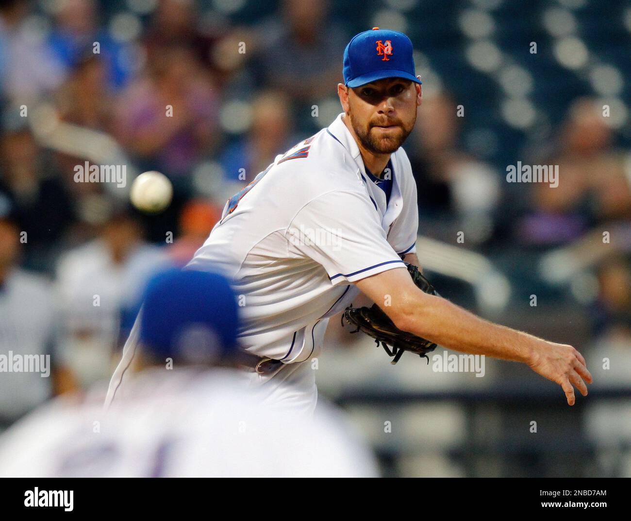 Mets starting pitcher Mike Pelfrey #34 walks off the field after the third  inning during the game between the Philadelphia Phillies and New York Mets  at Citi Field in New York. (Credit