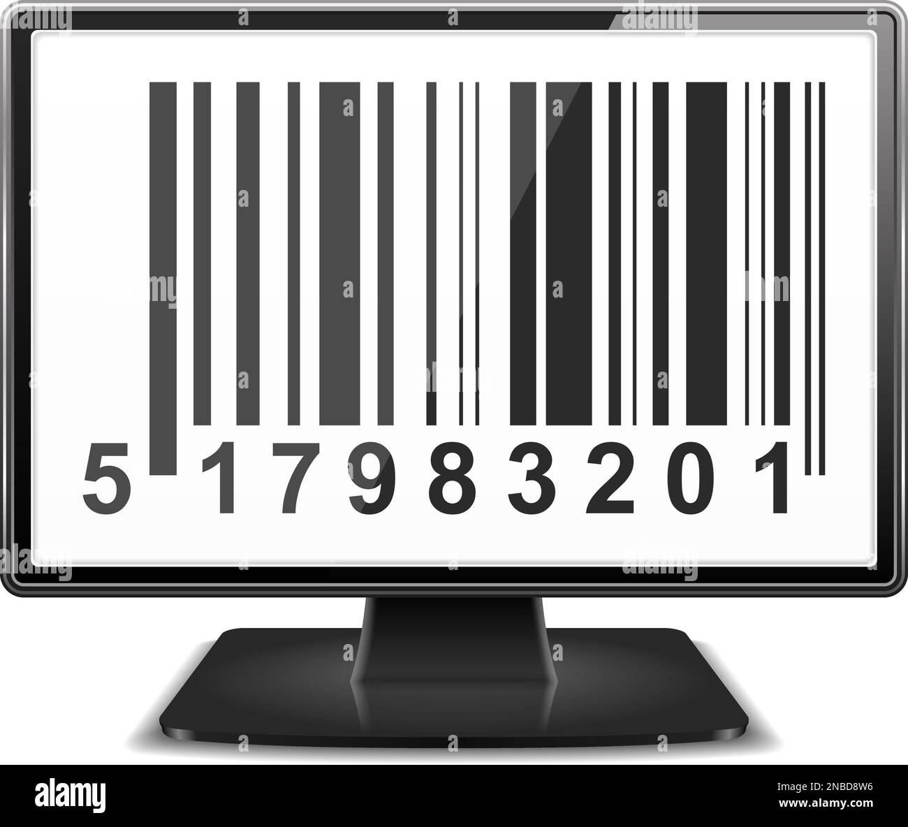 Bar code on the screen of computer monitor, vector eps10 illustration ...
