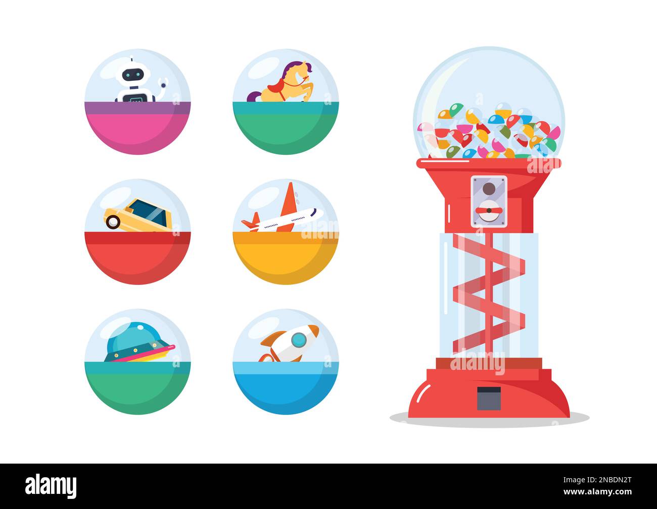 Capsule vending machine. Toy vending machine. Gacha Gacha toy capsule. Vector illustration Stock Vector