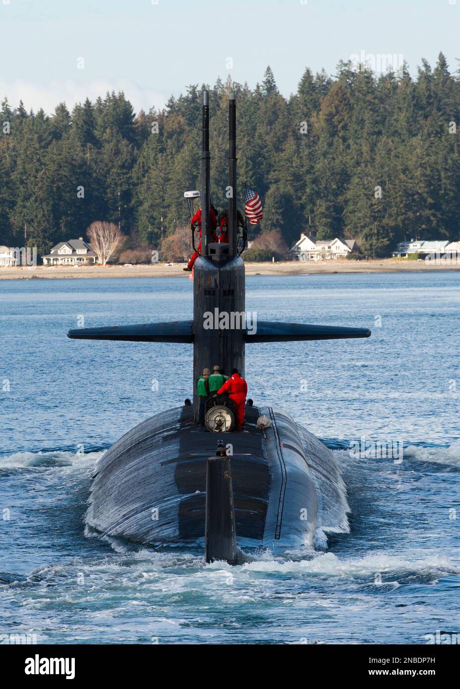 230210-N-ED185-1189  PUGET SOUND, Wash. (Feb. 10, 2023) The Los Angeles-class fast-attack submarine USS Key West (SSN 722) transits the Puget Sound before mooring at Naval Base Kitsap – Bremerton, Washington, February 10, 2023. Measuring more than 360 feet long and weighing more than 6,900 tons when submerged, Key West supports a multitude of missions to include anti-submarine warfare, anti-surface ship warfare, surveillance and reconnaissance, and strike warfare. (U.S. Navy Photo by Mass Communication Specialist 1st Class Brian. G. Reynolds) Stock Photo