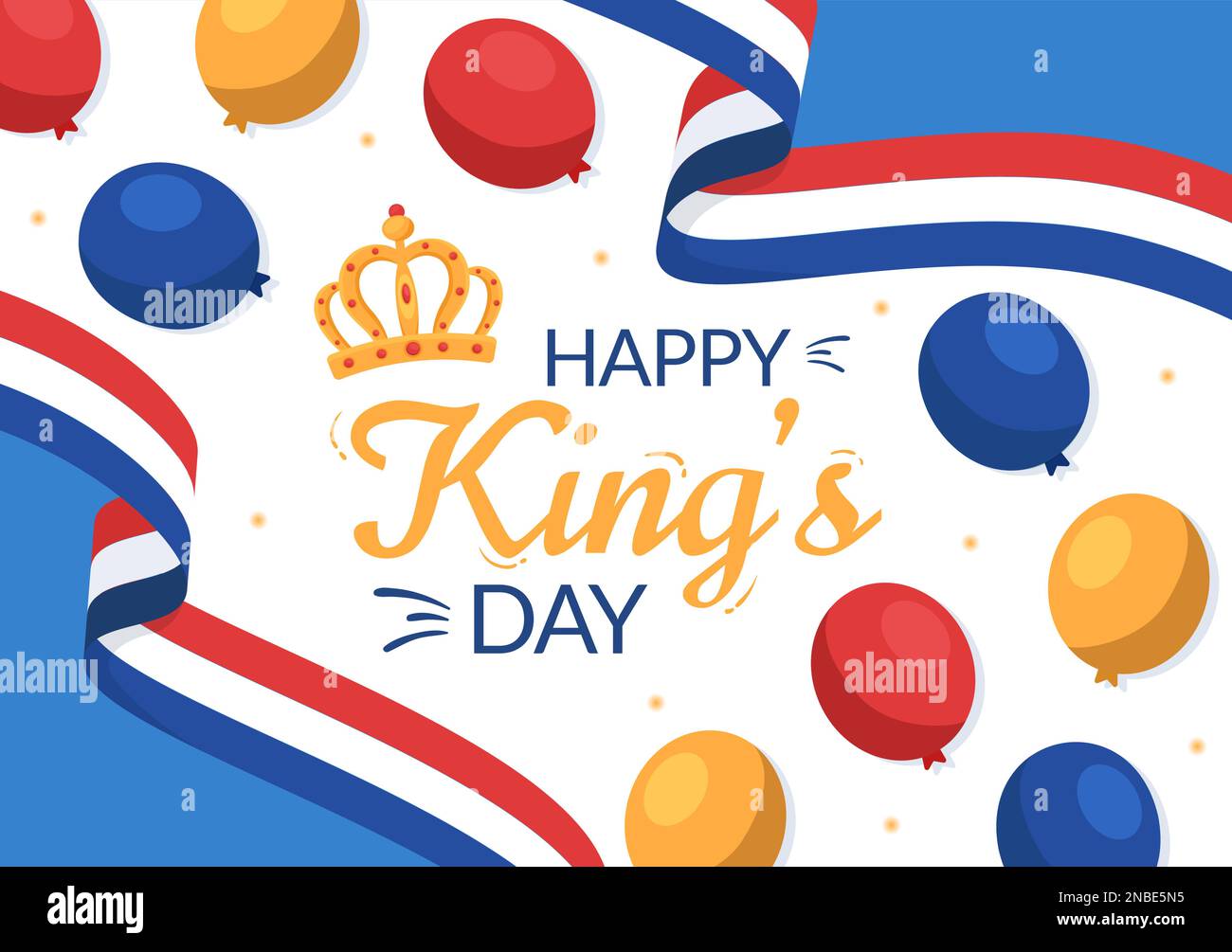Happy Kings Netherlands Day Illustration with Waving Flags and King