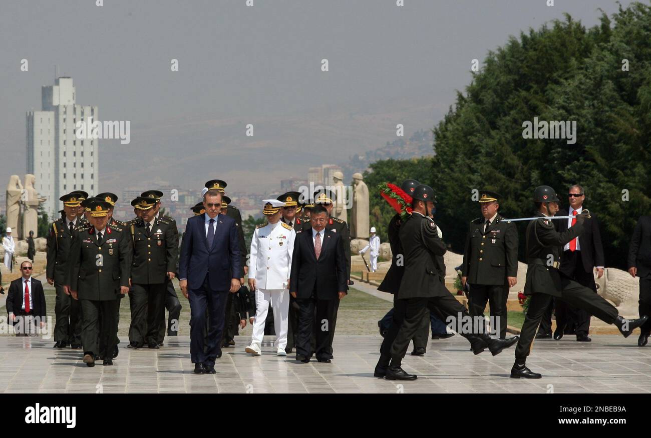 Prime Minister Recep Tayyip Erdogan, center, Gen. Necdet Ozel, Turkey's