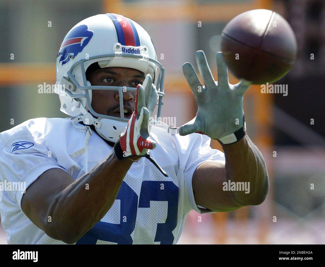 Buffalo Bills wide receiver Lee Evans runs the ball on the last play of the  game against the Cleveland Brown in an NFL football game in Orchard Park,  N.Y., Sunday, Oct. 11