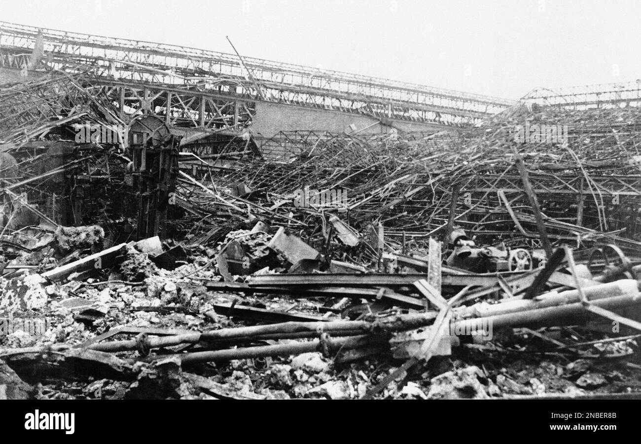 The extent of damage to a section of the Renault motor works at Paris ...