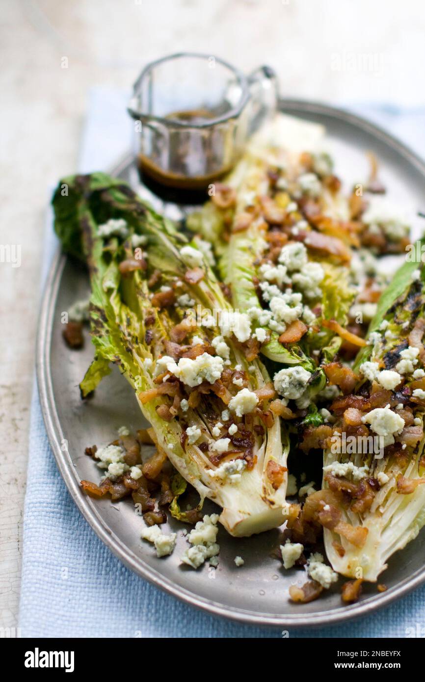 This July 18, 2011 photo shows grilled romaine with blue cheesebacon