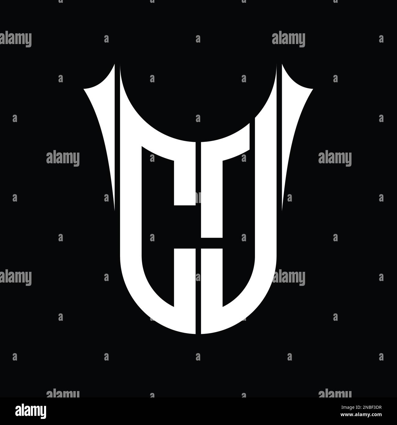 CJ Logo monogram shield sharp half round shape vector images design ...