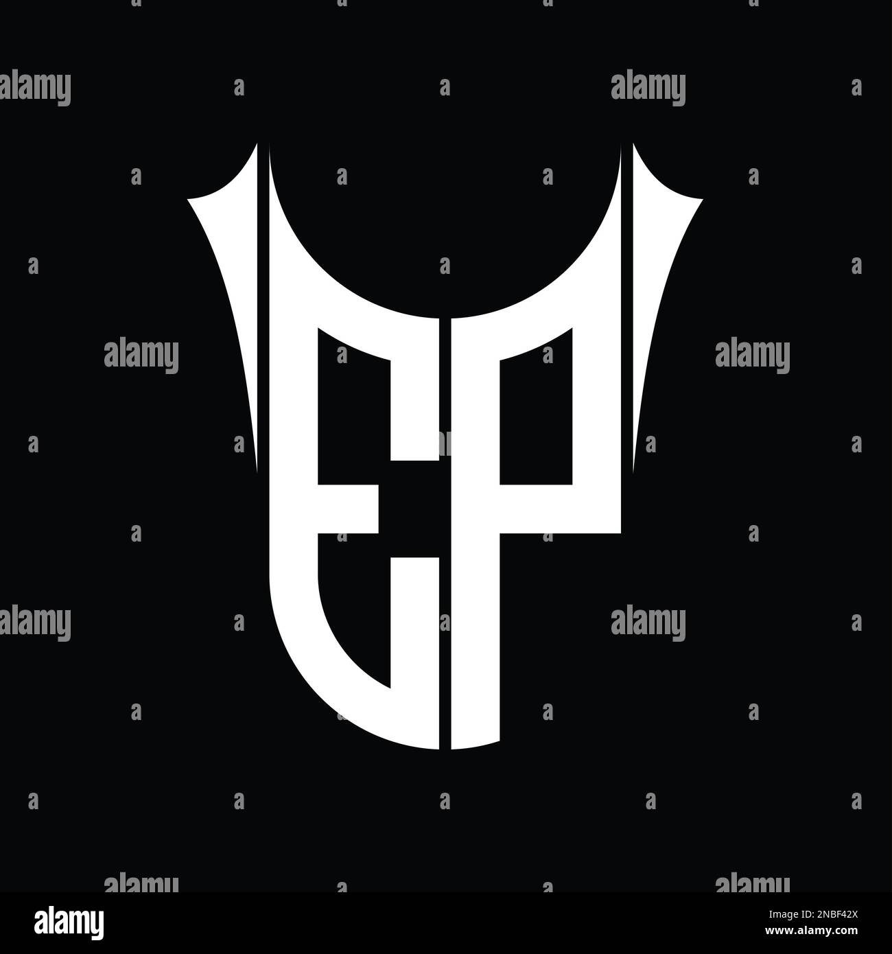 EP Logo monogram shield sharp half round shape vector images design ...