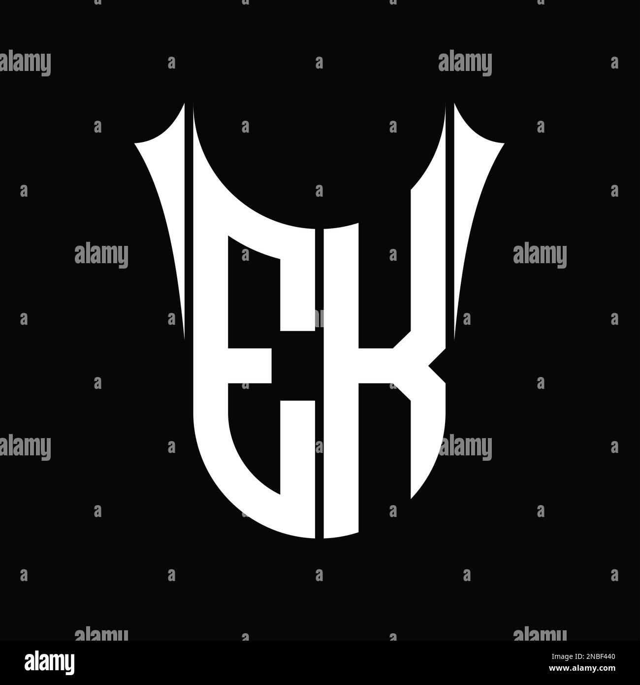 EK Logo monogram shield sharp half round shape vector images design ...