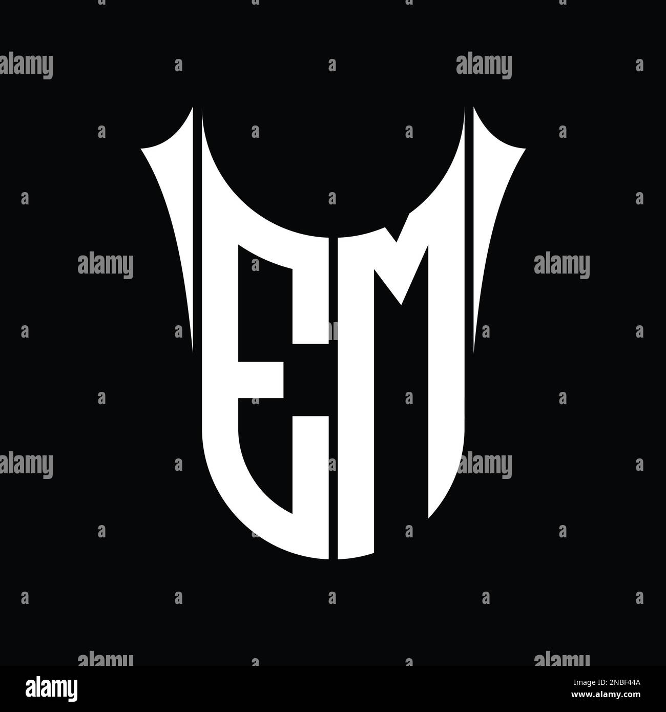 EM Logo monogram shield sharp half round shape vector images design ...