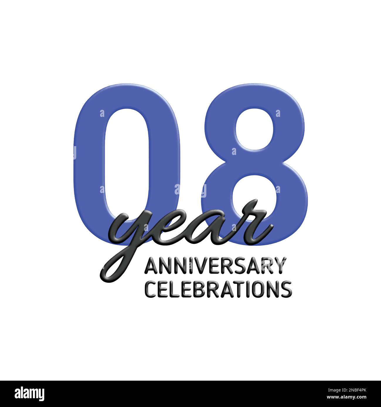 08th anniversary celebration logo design. Vector festive illustration. Realistic 3d sign. Party event decoration Stock Vector