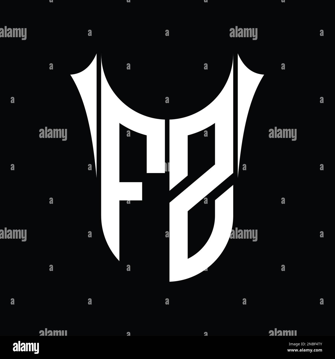 FZ Logo monogram shield sharp half round shape vector images design ...