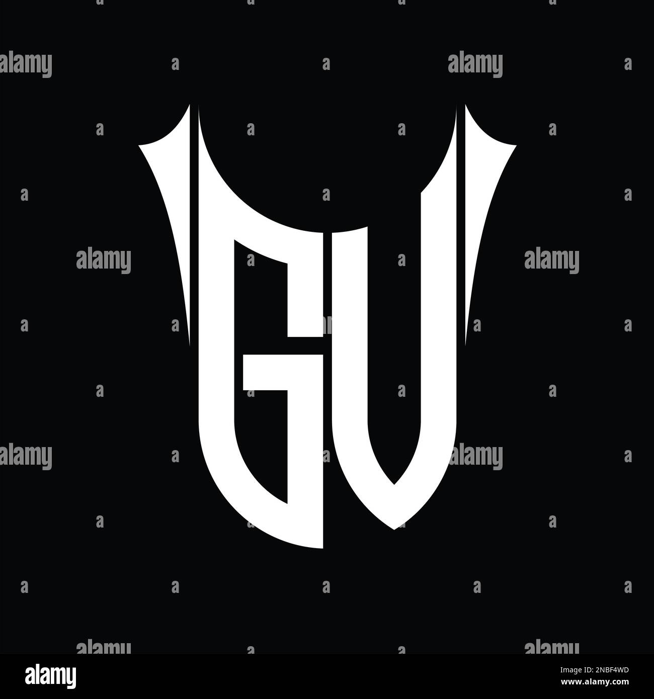 GV Logo monogram shield sharp half round shape vector images design ...