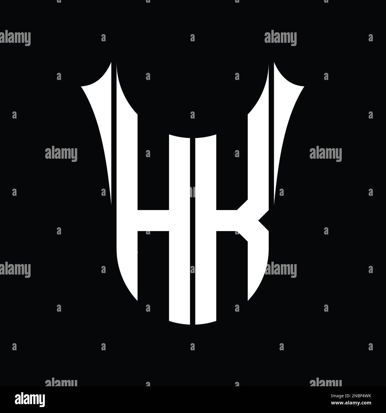 HK Logo monogram shield sharp half round shape vector images design ...