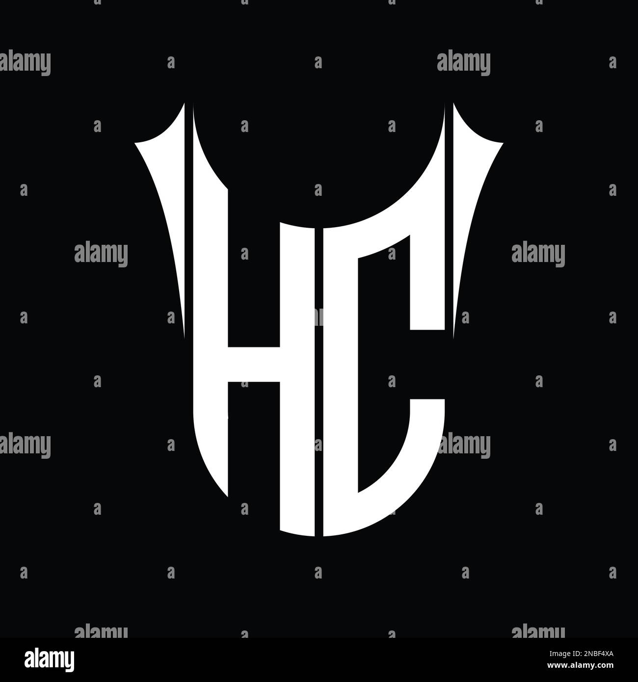 HC Logo monogram shield sharp half round shape vector images design ...