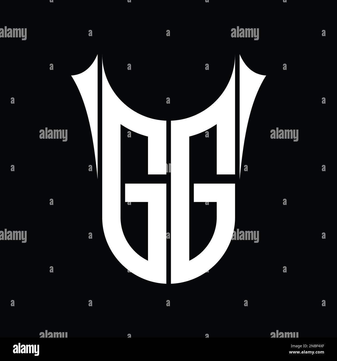 GG Logo monogram shield sharp half round shape vector images design ...